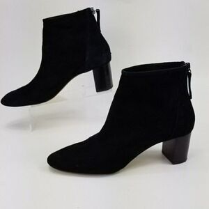 ZARA Black Suede Leather High Heel Ankle Boots Booties Womens Size 39 US Size‎ 8